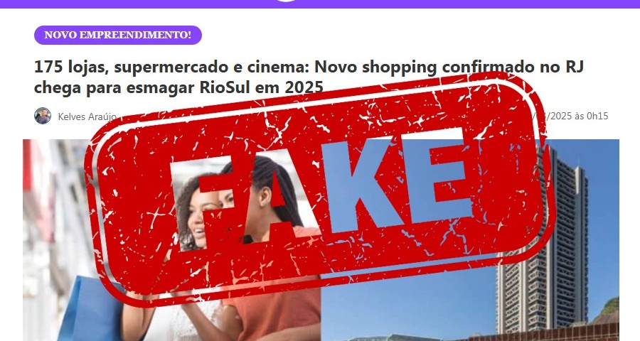 Imagem de matéria do site TVFOCO com o carimbo vermelho com a palavra FAKE